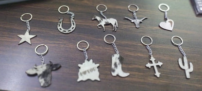 MOUSM Set of 10 Cowhide Leather Keychains