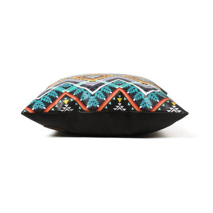 MOUSM Faux Leather Cushion Cover – 18x18 Inches Antique Zigzag Pattern in Rustic Southwestern Style, Decorative Throw Pillow for Sofa, Living Room, or Bedroom