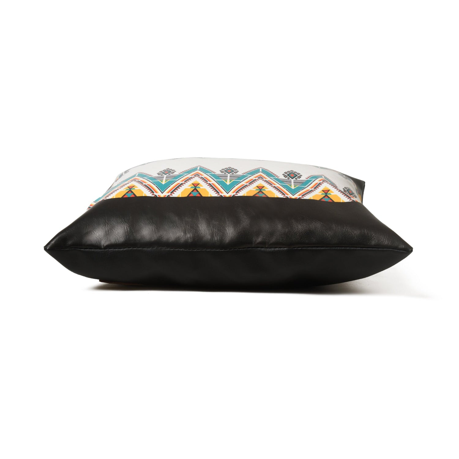 MOUSM Faux Leather Pillow Cover - 18x18 inches Square Throw Pillowcase, Cushion Cover with Southwestern Geometric Print for Sofa, Couch, Bed, Office &amp; Living Room Décor