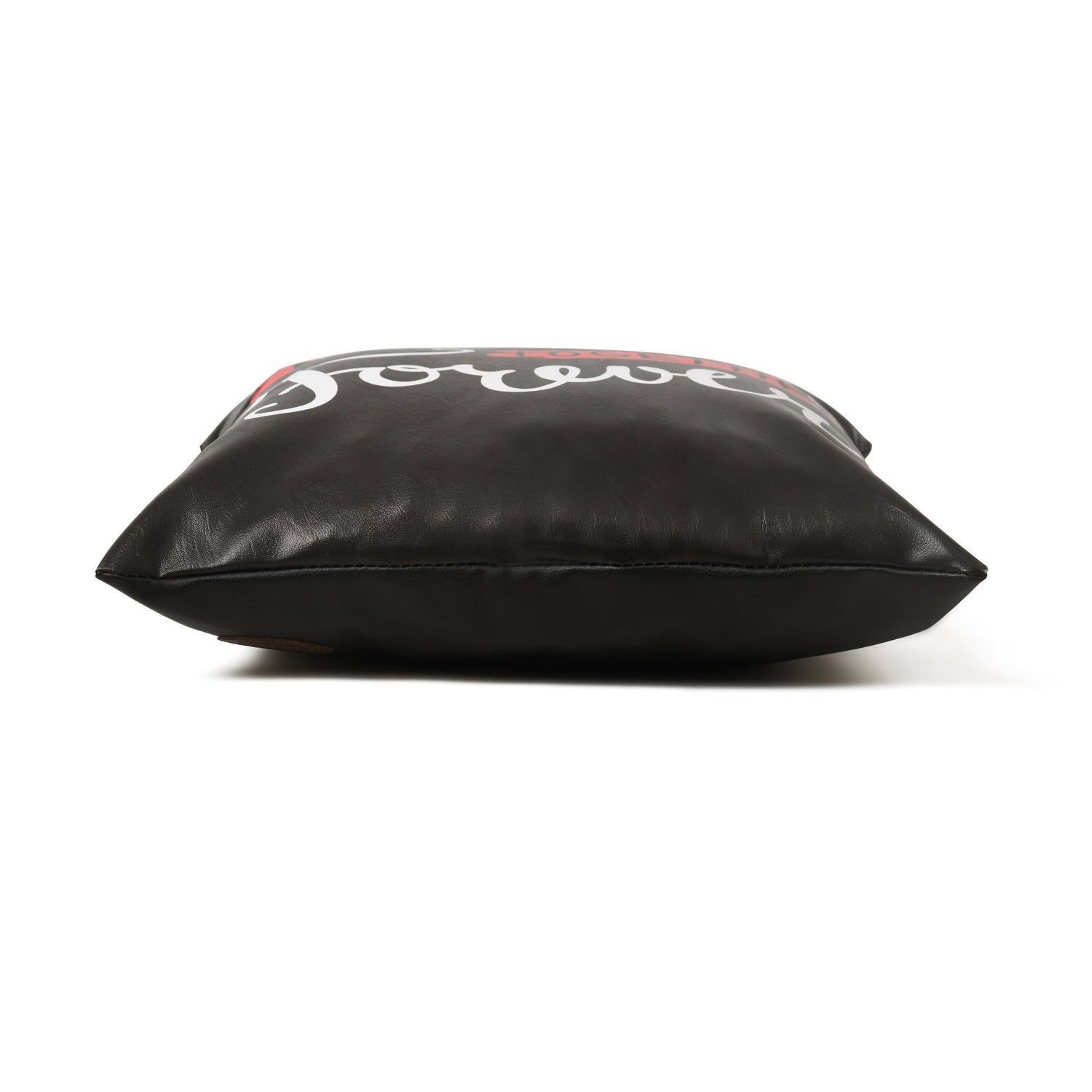 MOUSM Faux Leather Cushion Cover – 18x18 Inches Square Throw Pillowcase, We Will Be Together Forever Printed Romantic Square Throw Pillow Cover for Couch, Sofa, Bed &amp; Gifting