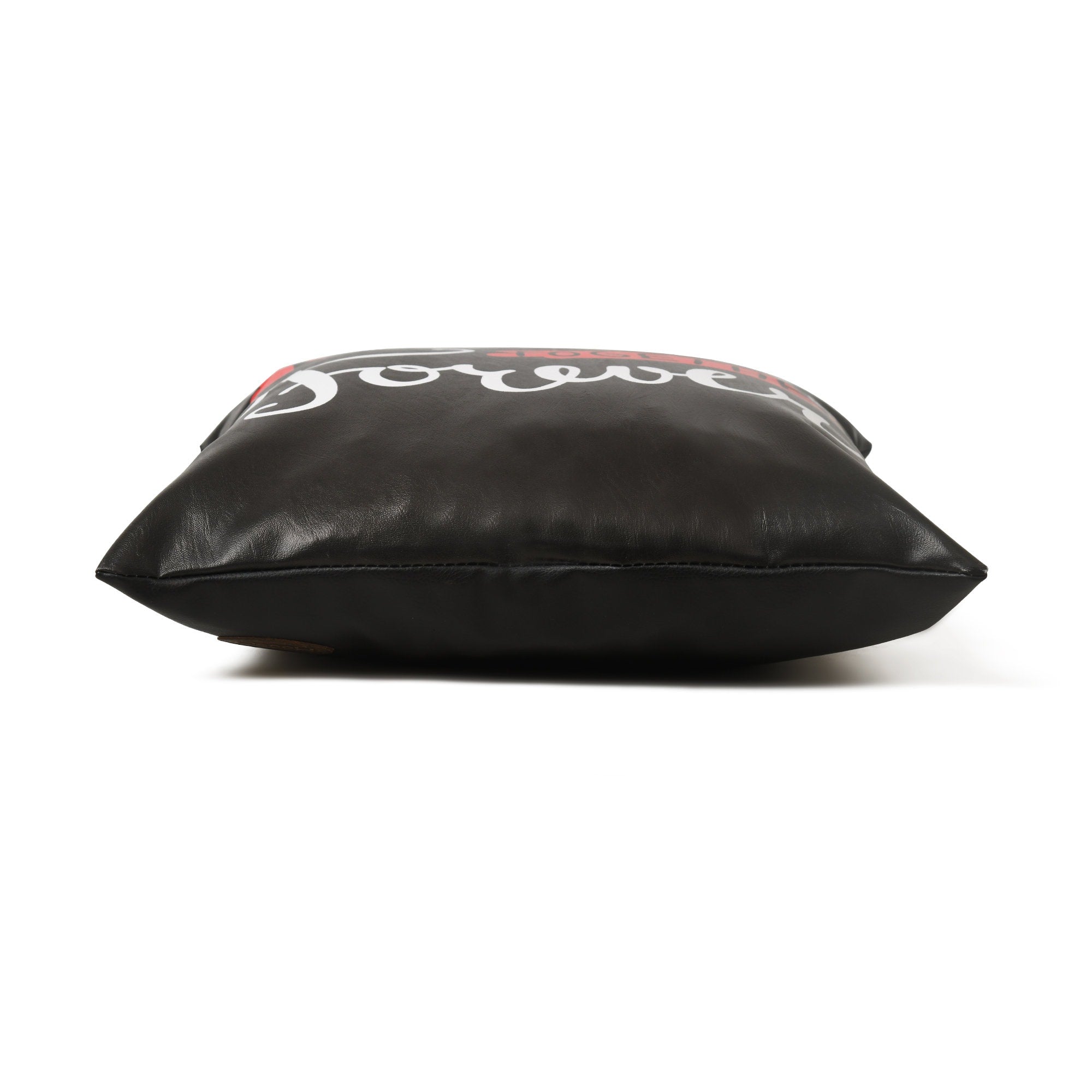 MOUSM Faux Leather Cushion Cover – 18x18 Inches Square Throw Pillowcase, We Will Be Together Forever Printed Romantic Square Throw Pillow Cover for Couch, Sofa, Bed &amp; Gifting