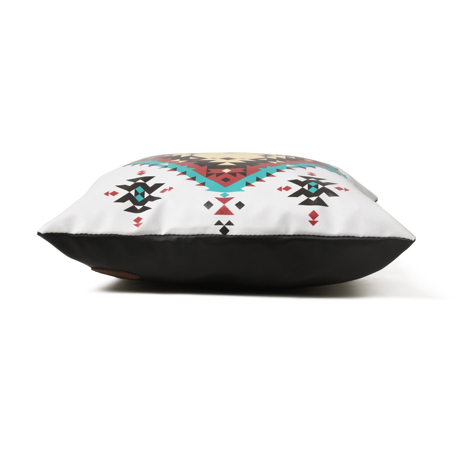 MOUSM Faux Leather Pillow Cover – 18x18 Inches Square Throw Pillowcase, Aztec Geometric Rug Print Decorative Ethnic Cushion Cover for Sofa, Couch, Farmhouse Décor &amp; Gifting