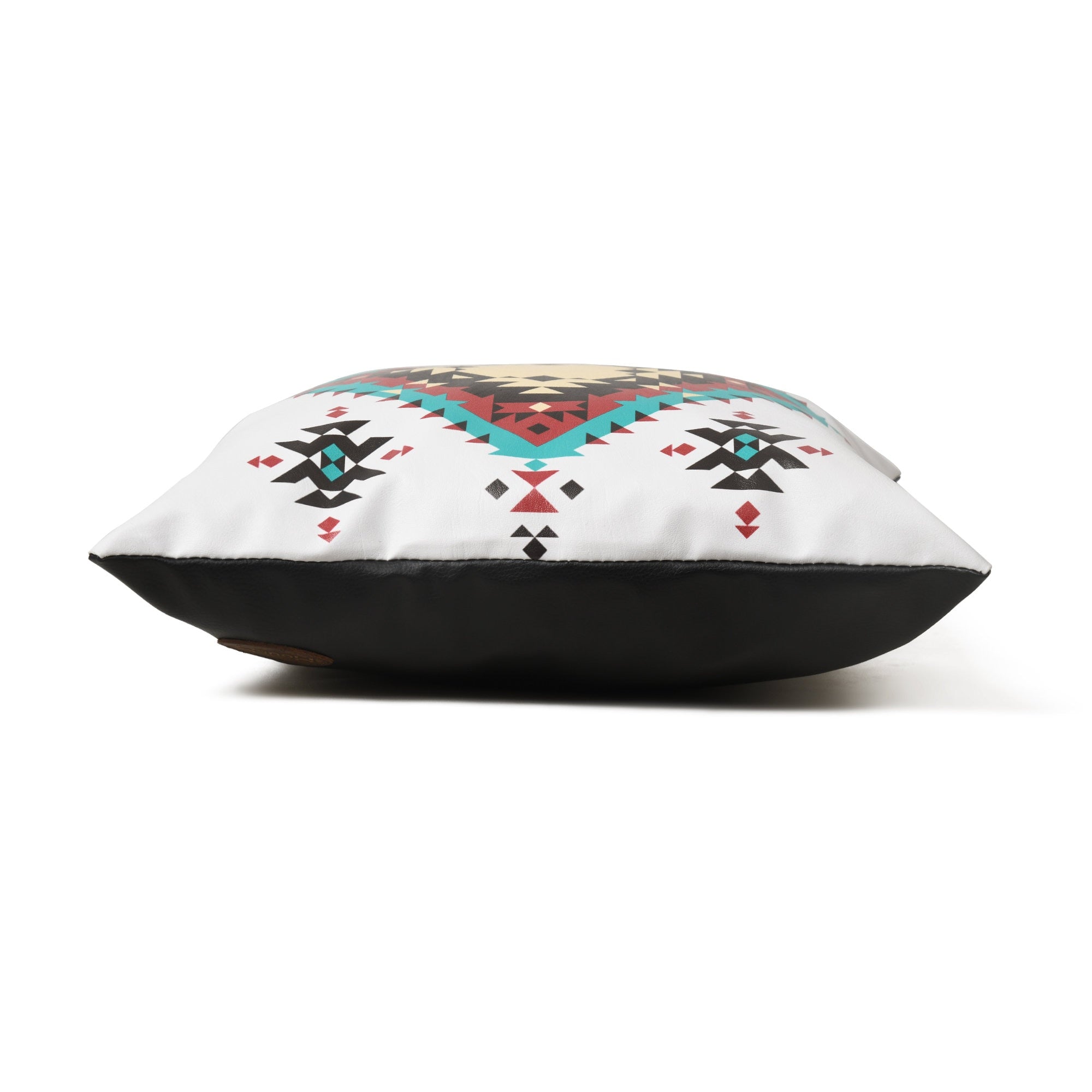 MOUSM Faux Leather Pillow Cover – 18x18 Inches Square Throw Pillowcase, Aztec Geometric Rug Print Decorative Ethnic Cushion Cover for Sofa, Couch, Farmhouse Décor &amp; Gifting