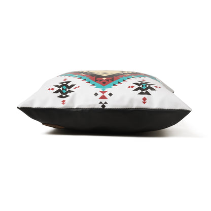 MOUSM Faux Leather Pillow Cover – 18x18 Inches Square Throw Pillowcase, Aztec Geometric Rug Print Decorative Ethnic Cushion Cover for Sofa, Couch, Farmhouse Décor &amp; Gifting