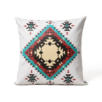 MOUSM Faux Leather Pillow Cover – 18x18 Inches Square Throw Pillowcase, Aztec Geometric Rug Print Decorative Ethnic Cushion Cover for Sofa, Couch, Farmhouse Décor &amp; Gifting