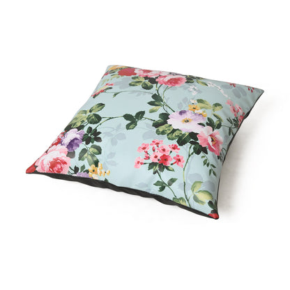MOUSM Faux Leather Cushion Cover – 18x18 Inches Square Throw Pillowcase, Beautiful Blossom Flower Print Decorative Pillow for Wedding Décor, Sofa, Couch, Bedroom &amp; Gifting