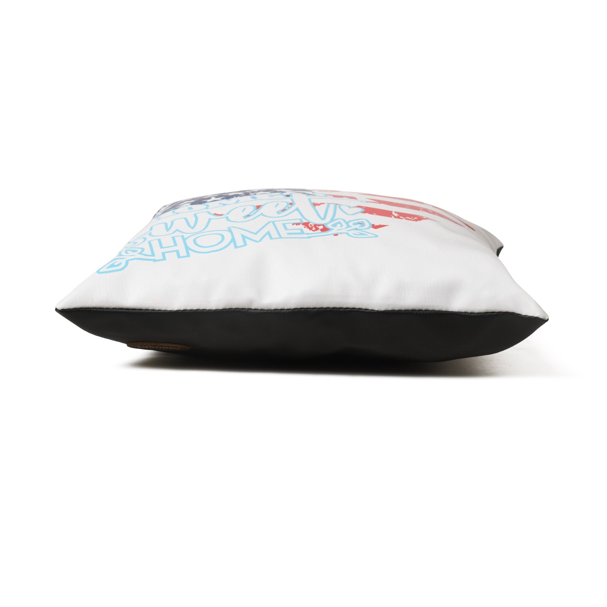 MOUSM Faux Leather Cushion Cover – 18x18 Inches Square Throw Pillowcase, Heart Shape American Flag &amp; Home Sweet Home Print Decorative Pillow Cover for Couch, Sofa, Car, Home &amp; 4th of July Celebration