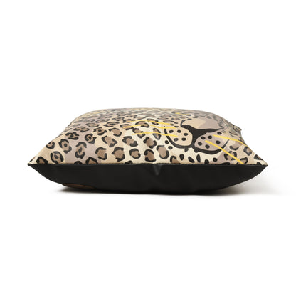 MOUSM Faux Leather Brown Leopard Print Cushion Cover – 18x18 Inches Exotic Wild Animal Print Pillow Case – Handmade Decorative Throw Pillow Cover for Sofa, Couch, Living Room &amp; Bedroom – Best Gift for Animal Lovers