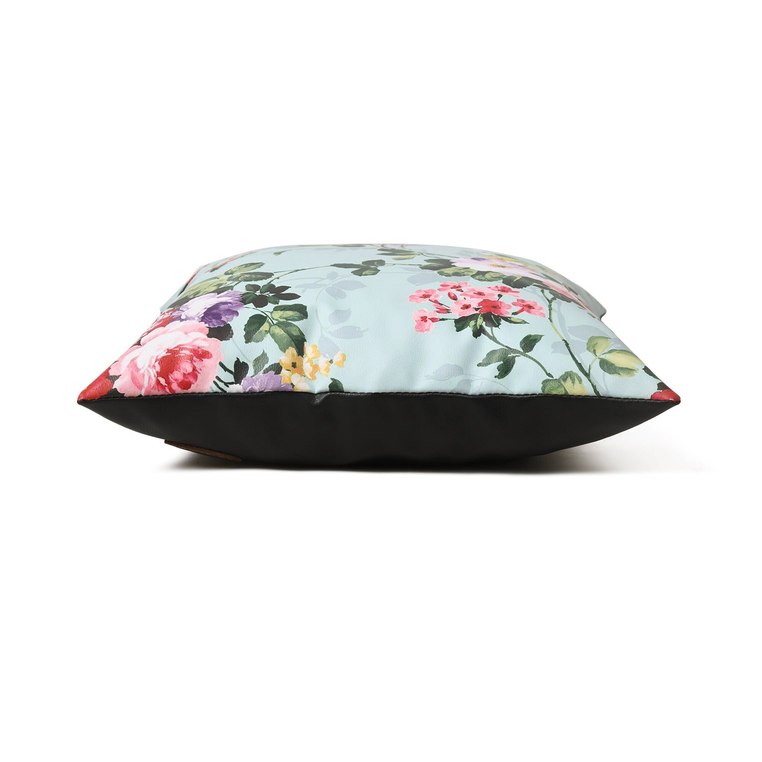 MOUSM Faux Leather Cushion Cover – 18x18 Inches Square Throw Pillowcase, Beautiful Blossom Flower Print Decorative Pillow for Wedding Décor, Sofa, Couch, Bedroom &amp; Gifting