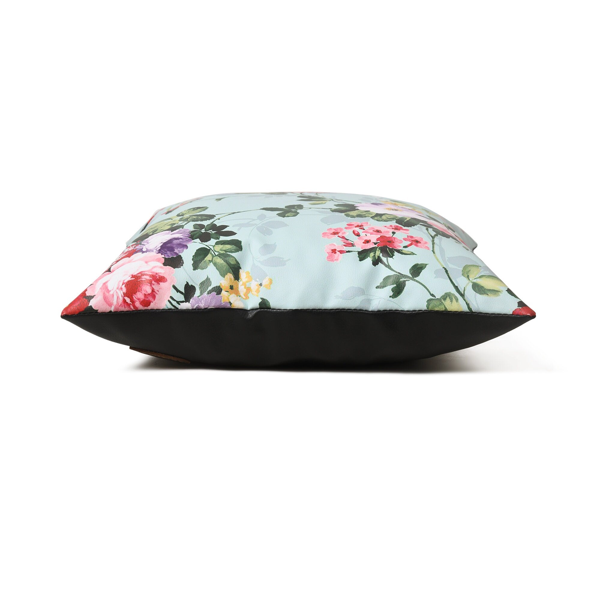 MOUSM Faux Leather Cushion Cover – 18x18 Inches Square Throw Pillowcase, Beautiful Blossom Flower Print Decorative Pillow for Wedding Décor, Sofa, Couch, Bedroom &amp; Gifting