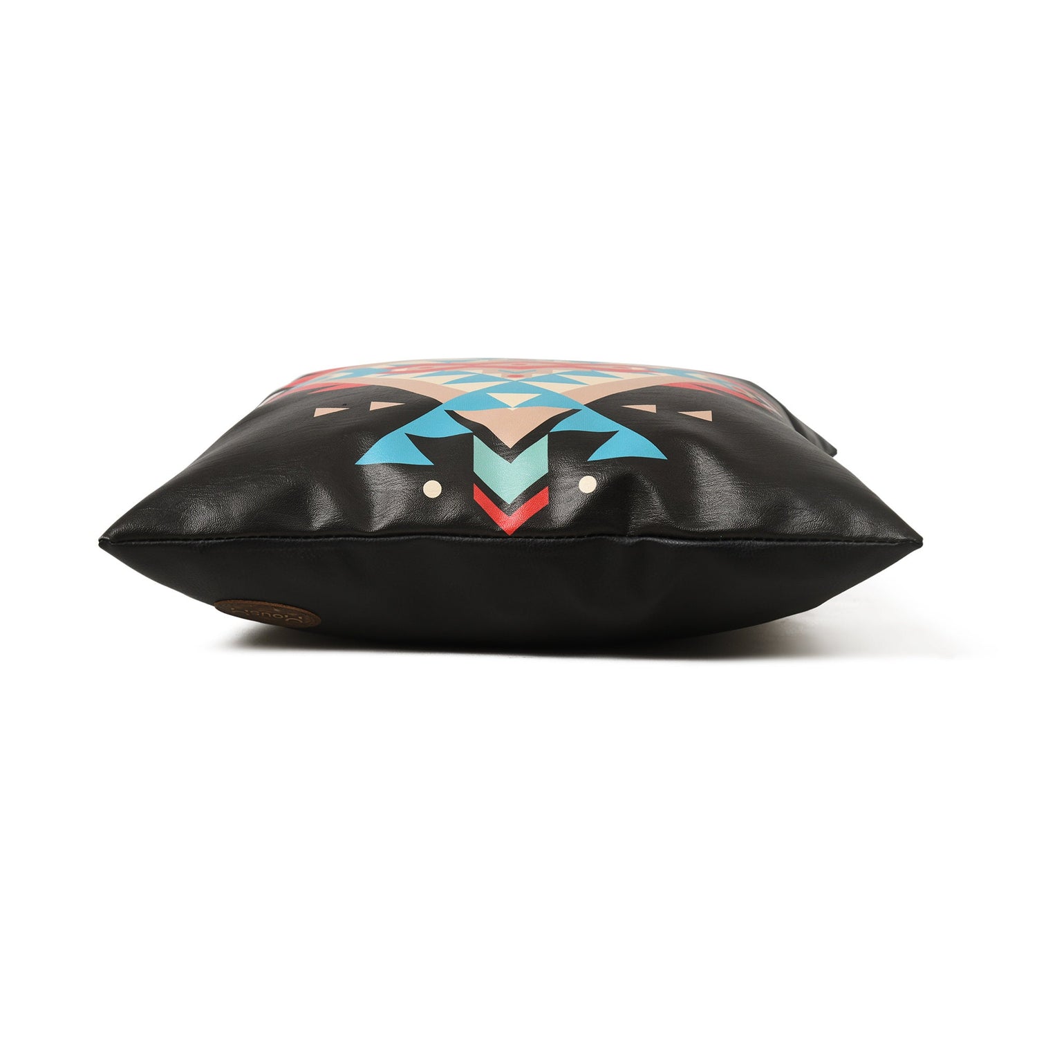 MOUSM Faux Leather Cushion Cover – 18x18 Inches Square Throw Pillowcase, Dark Party Pendleton Rug Design Print Decorative Pillow for Sofa, Couch, Farmhouse &amp; Boho Interiors