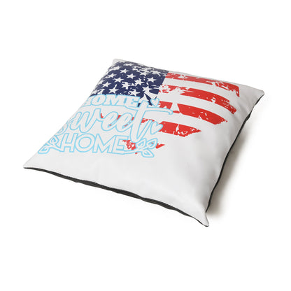 MOUSM Faux Leather Cushion Cover – 18x18 Inches Square Throw Pillowcase, Heart Shape American Flag &amp; Home Sweet Home Print Decorative Pillow Cover for Couch, Sofa, Car, Home &amp; 4th of July Celebration