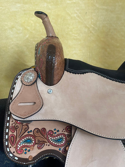 Vintage Horse Saddle - Antique Western Equestrian Riding Gear - Handcrafted Argentina Leather - Authentic Cowboy Collectible Saddle