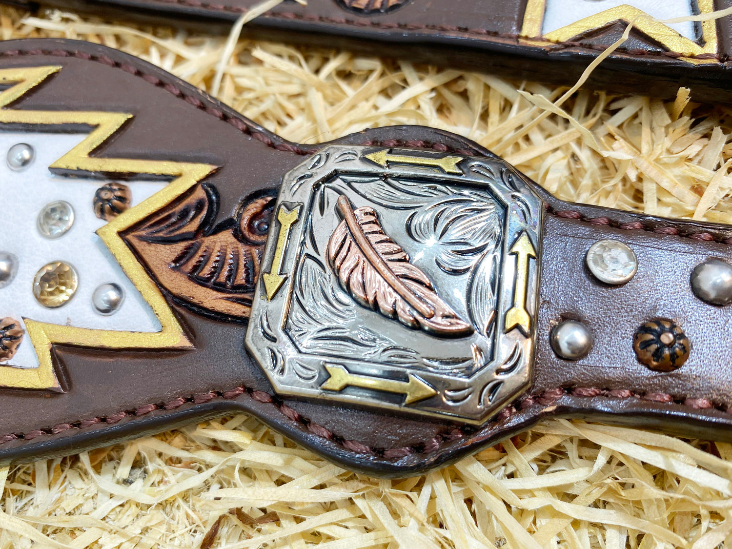 Argentina Leather Headstall and Breast Collar Set for horse, Western Headstall hand carving and topaz clear and black rhinestones MOUSM
