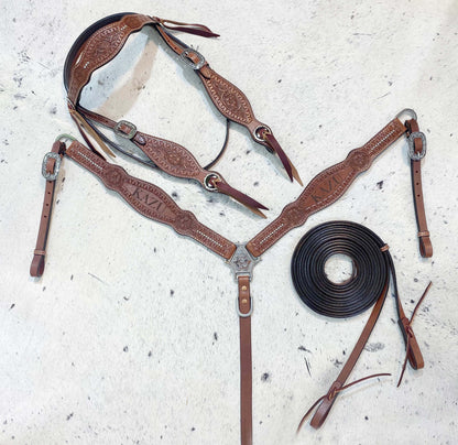 MOUSM Customized Leather Headstall and Breast Collar Set for your horse, Western leather custom headstall with loved Horse or rider name