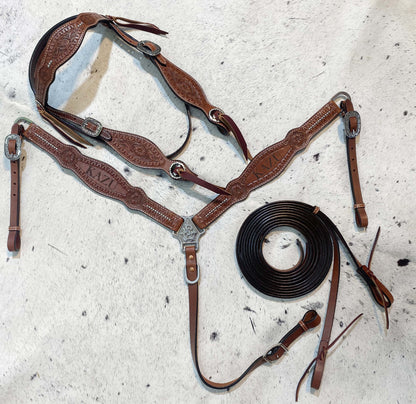 MOUSM Customized Leather Headstall and Breast Collar Set for your horse, Western leather custom headstall with loved Horse or rider name