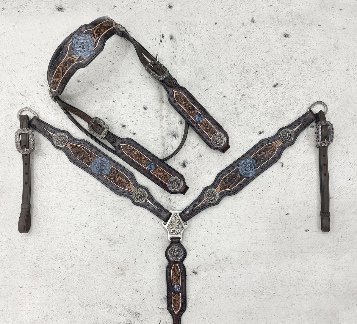 Hand Floral Carved Detailing Western 5 Piece Horse Tack Set