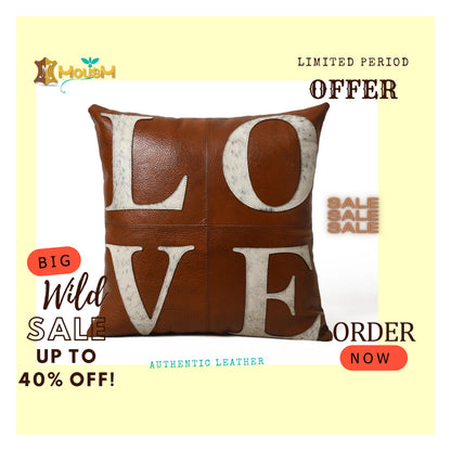 MOUSM Leather Pillow Cover, Leather Throw Pillow, Sofa Leather Pillow Case LOVE Cushion Cover for Home Decor Valentin&