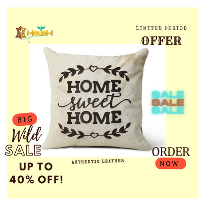 Mousm 100% real handcrafted Leather Cushion Cover,Great choice for your Home.Beautiful artistic pillow cover with Home loving quotation