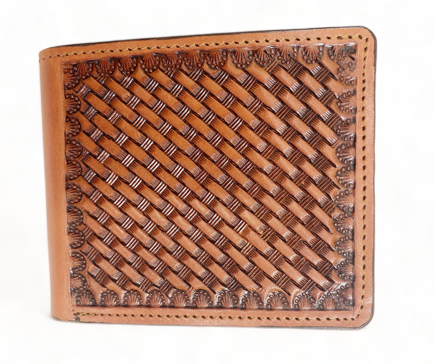 Wallet Western Mens Leather Wallet for Men Argentina cow leather wallet with basket hand-tooled Premium Wallet by MOUSM