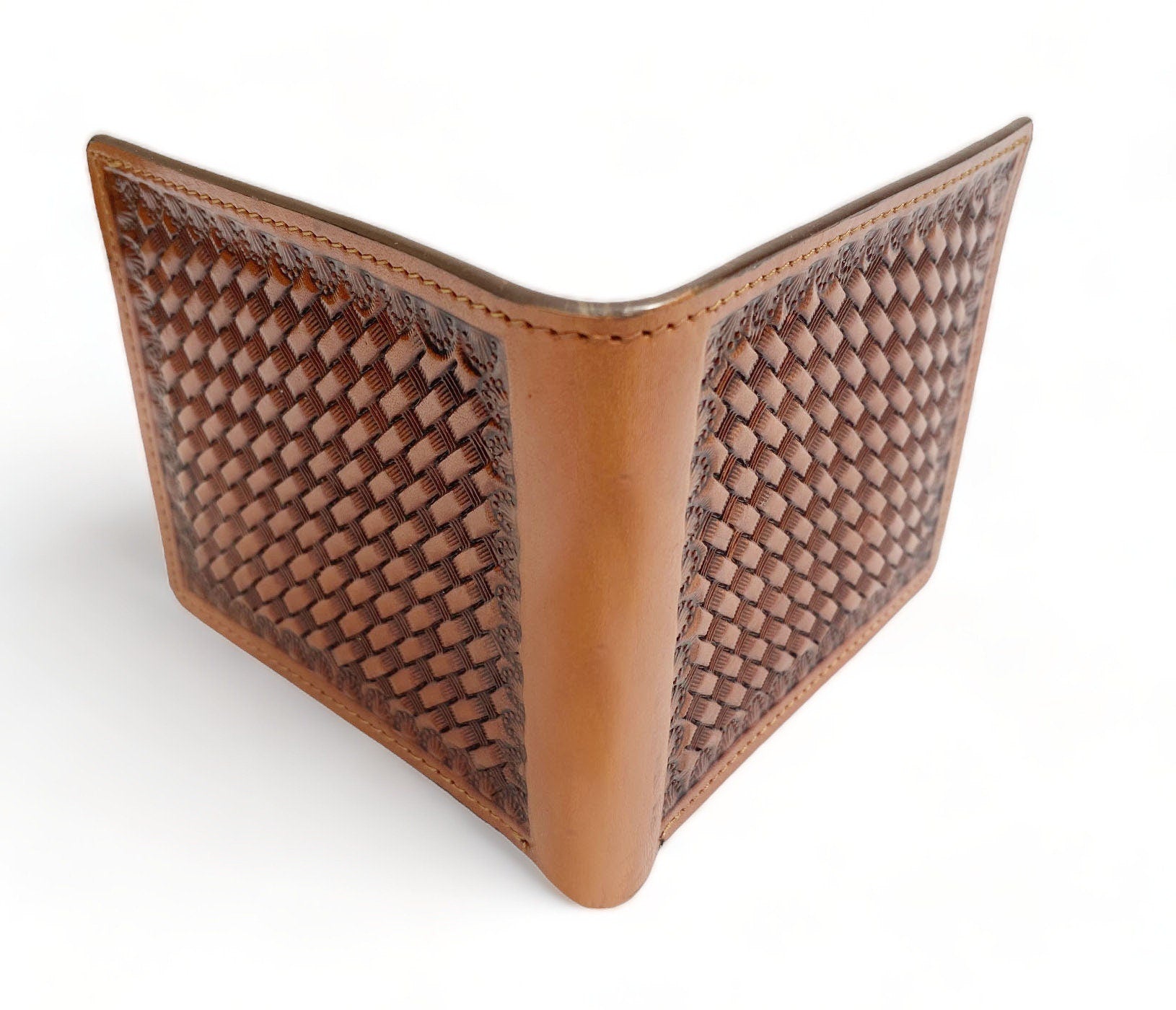 Wallet Western Mens Leather Wallet for Men Argentina cow leather wallet with basket hand-tooled Premium Wallet by MOUSM