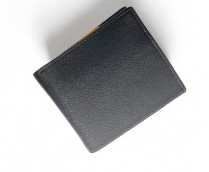 Wallet Western Mens Leather Wallet for Men Argentina Black Cow Leather with Taxes Star concho on yellow strip wallet by Mousm