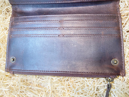 Ladies clutch bag brown hard wax wallet Premium Ladies&