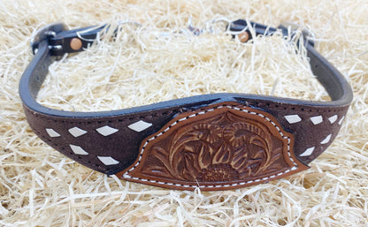 Wither Strap decorated with flower carving patch raw hide brading. Wither Strap for horse By MOUSM