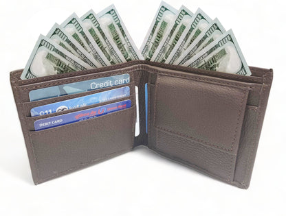 Wallet Mens Leather Wallet for Men Pure Cow Leather wallet Plain Smooth Design leather wallet Chocolate brown wallet stitch around By Mousm