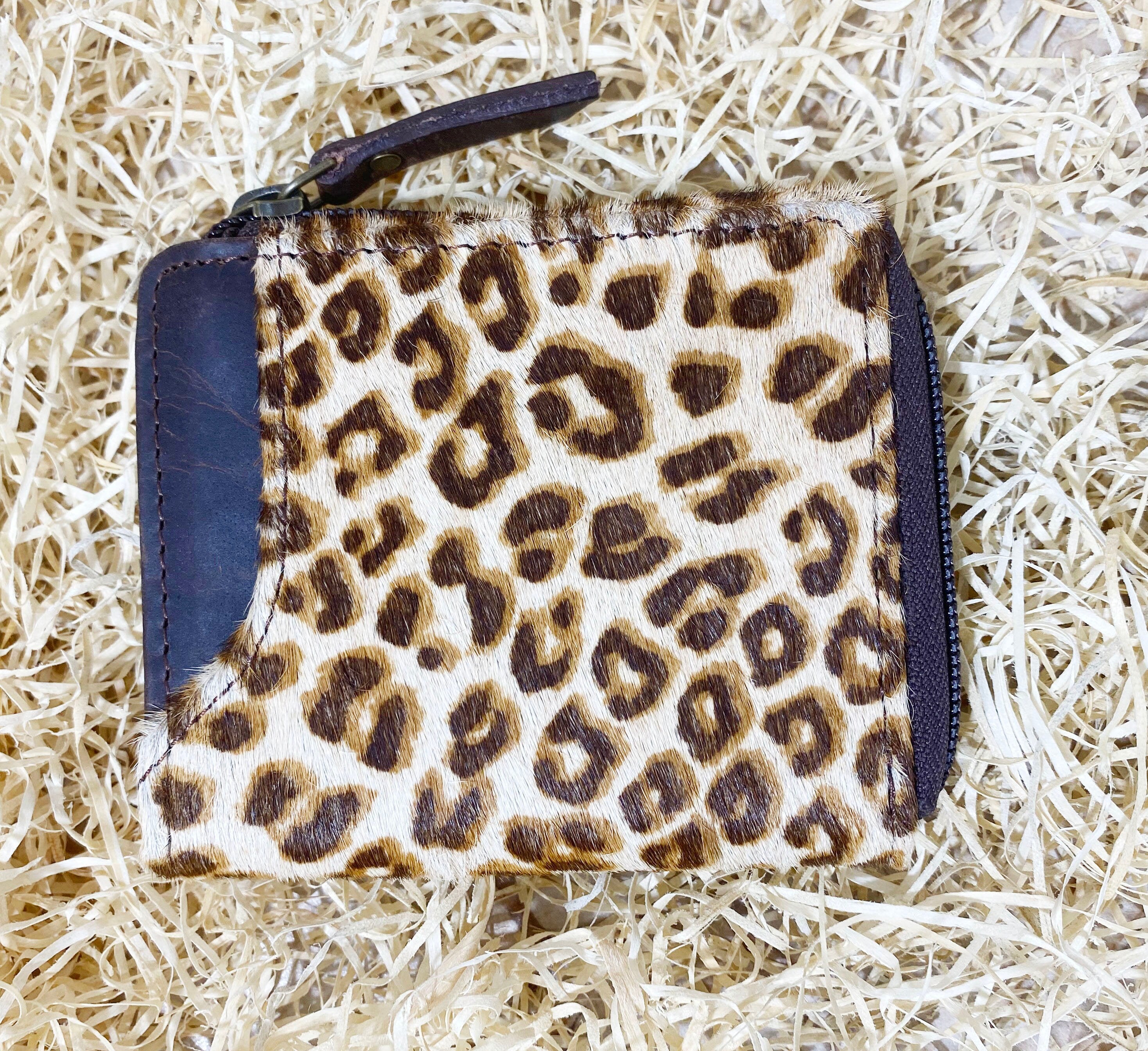 Wallet Western Mens Leather Wallet for Men cowhide Leoper print wallet Full zipper closer wallet by Mousm