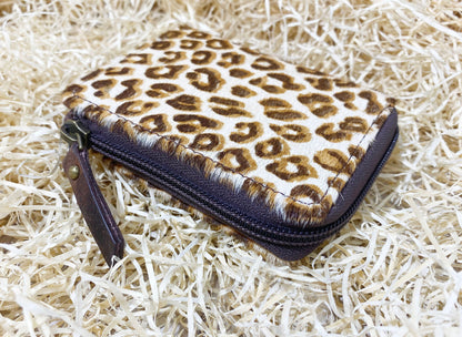 Wallet Western Mens Leather Wallet for Men cowhide Leoper print wallet Full zipper closer wallet by Mousm