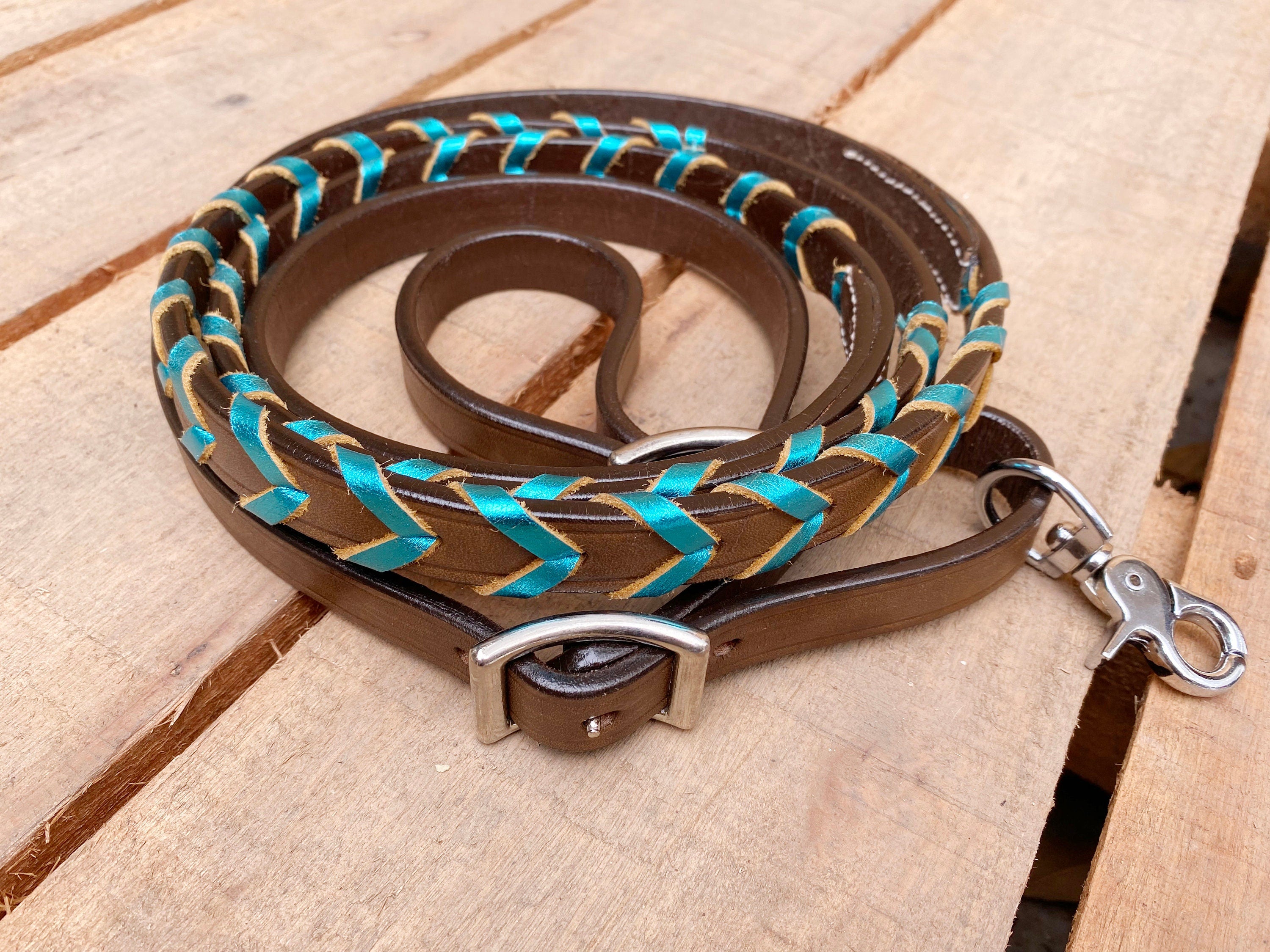 Soft Leather Reins Horse Reins Barrel Reins Laced barrel Rains leather Rains various colors Reins  6/8- Width &amp;  8&quot; Feet end to end -Length