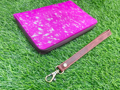ladies clutch bag having natural cowhide pattern. Ladies&