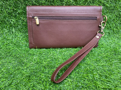 ladies clutch bag comes with Aztec embroidery overlay. Ladies&