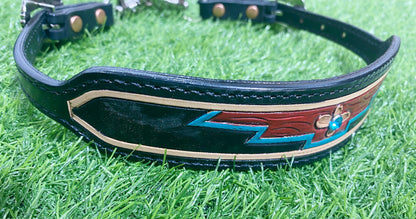 Wither Strap for horse. Leather Wither Strap decorated with flower carving with  turquoise stone breast collar wither straps for horse MOUSM