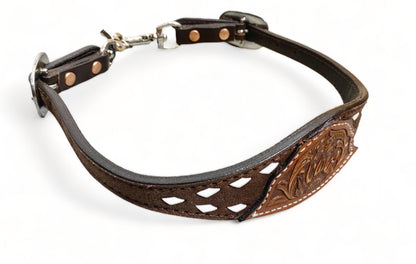 Wither Strap decorated with flower carving patch raw hide brading. Wither Strap for horse By MOUSM