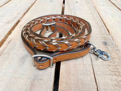 Soft Leather Reins Horse Reins Barrel Reins Laced barrel Rains leather Rains various colors Reins  6/8- Width &amp;  8&quot; Feet end to end -Length