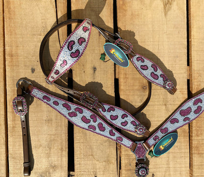 MOUSM Valentine Day Western Horse Tack Set - Decorated with Pink Silver Stones for Stunning Look and Feel