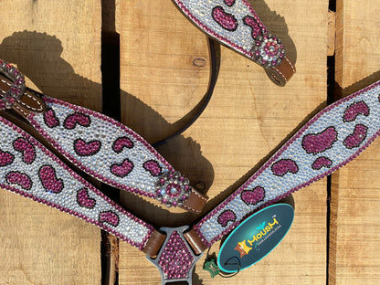 MOUSM Valentine Day Western Horse Tack Set - Decorated with Pink Silver Stones for Stunning Look and Feel