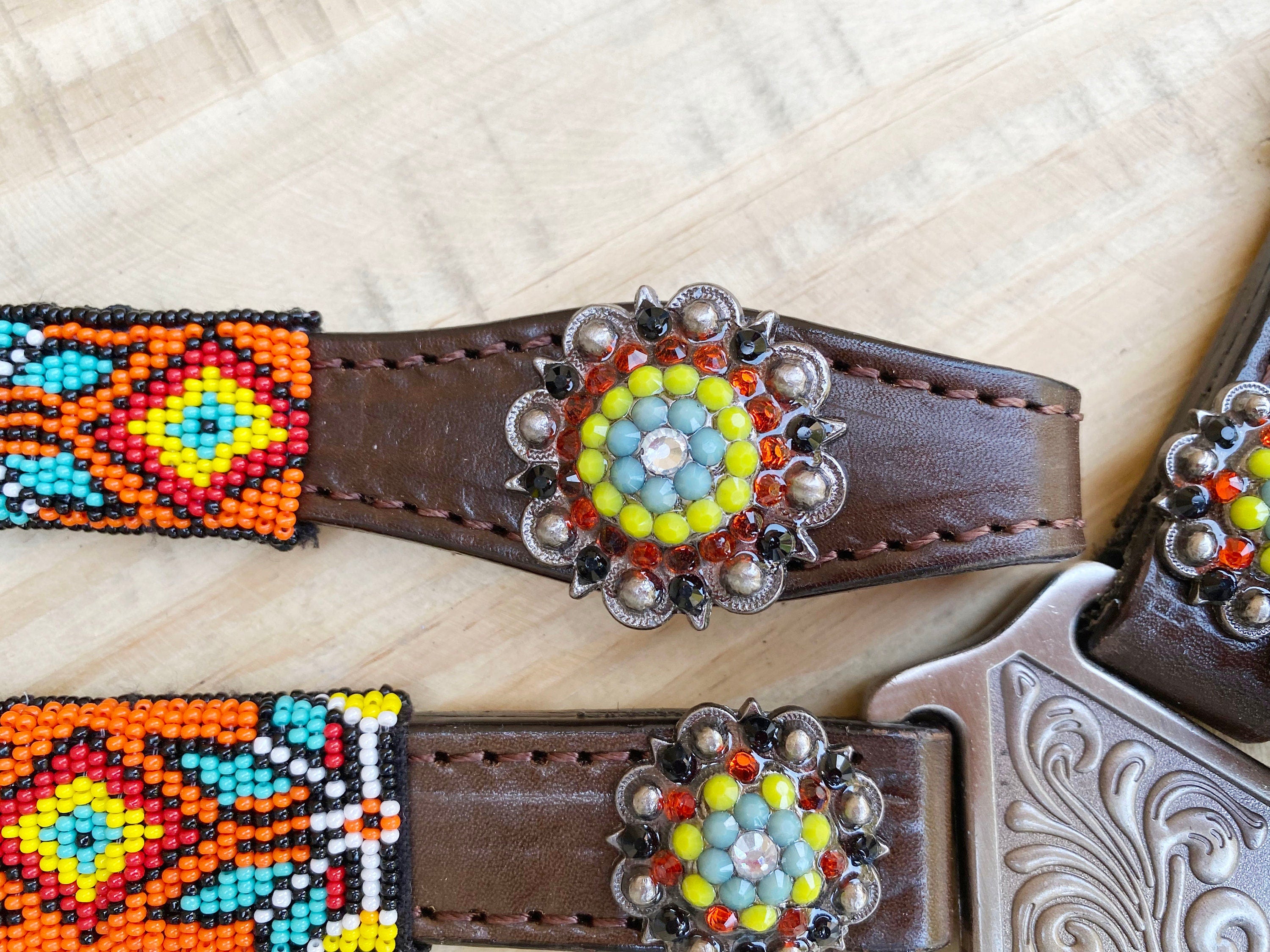 Western Style Leather Headstall and Breast Collar with Wither Strap Tack Set for the horse