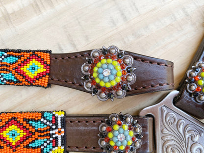 Western Style Leather Headstall and Breast Collar with Wither Strap Tack Set for the horse