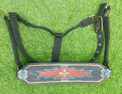 Bronc Halter for Horses, Decorated with geometrical carving and hand-painting