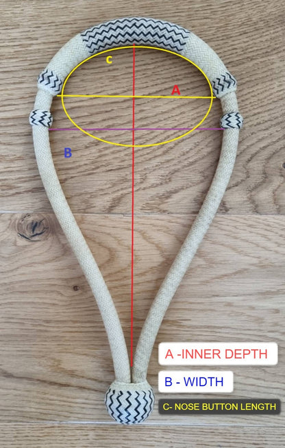 Horse Bosal Dark Cherry &amp; White/Natural Rawhide, 40 Plaits Bosal, 5/8&quot; Thickness High-Quality Bosal, Handmade Bosal.