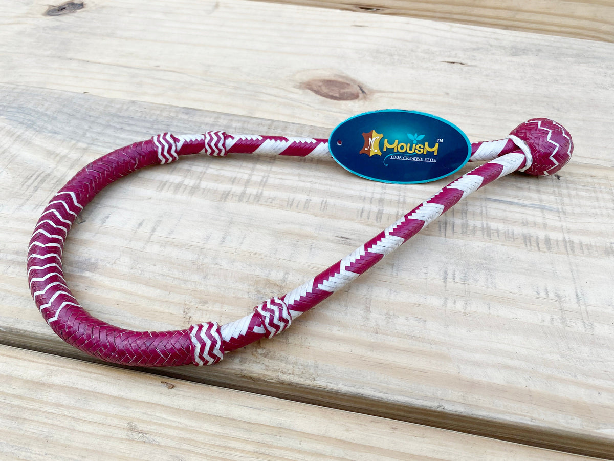 MOUSM Horse Bosal – Dark Cherry &amp; White/Natural Rawhide, 40 Plait Handmade Bitless Hackamore, 5/8" Thick Western Training Bosal for Horses