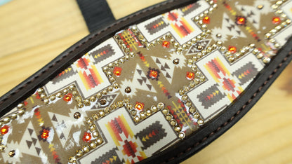 Genuine Argentina Cow leather Bronc Halter for Horses, Decorated with Congress conchos with stones and Aztec print decorated with stones