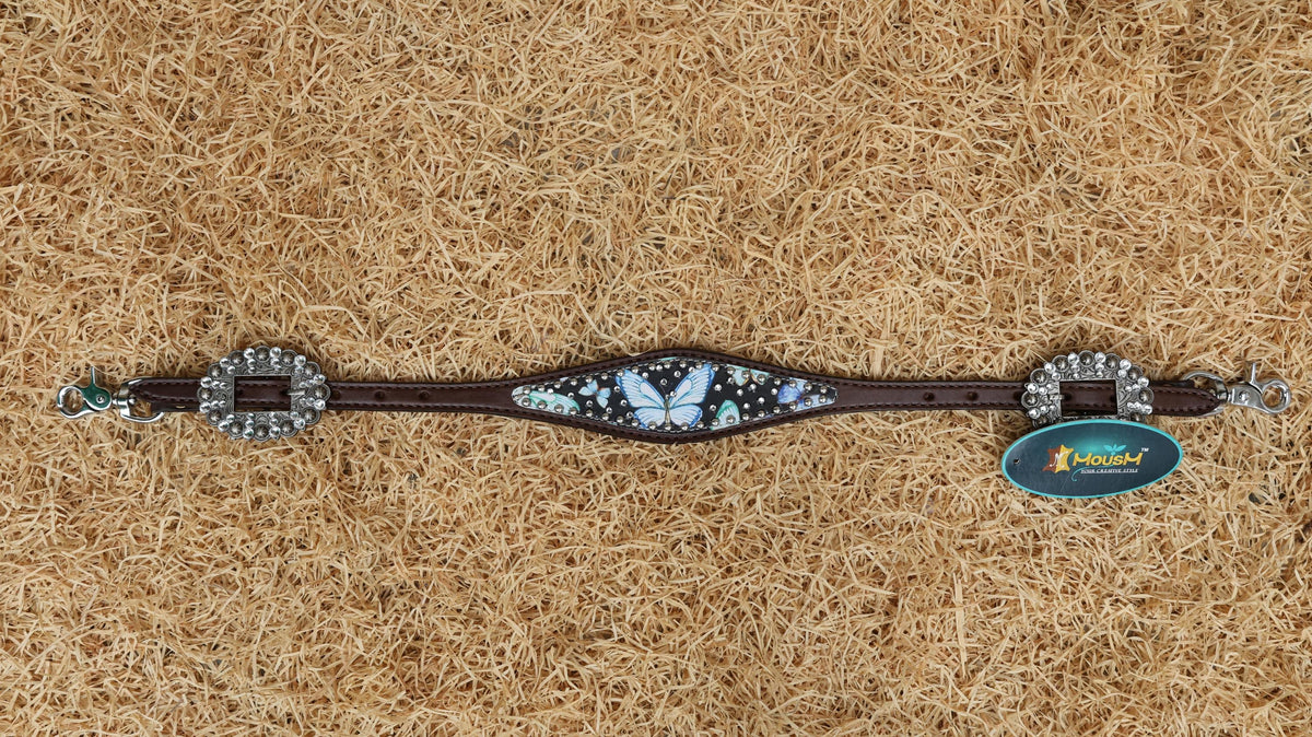 Blue and Turquoise Butterflies Print Western Horse Tack Set
