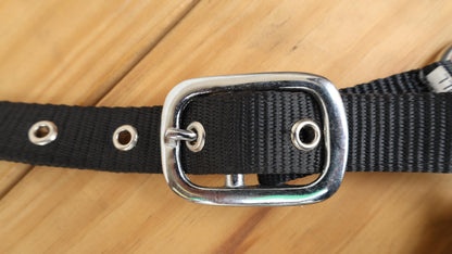 leather Bronc Halter for Horses, Leather Horse Noseband Decorated with Royal Red metallic acid wash cowhide look by Mousm