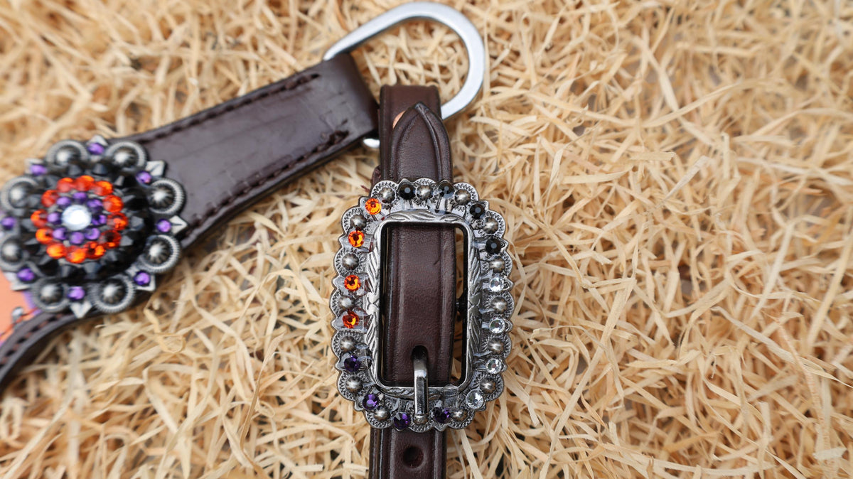 Laughing Pumpkin Print Spooky Halloween Western Headstall Set