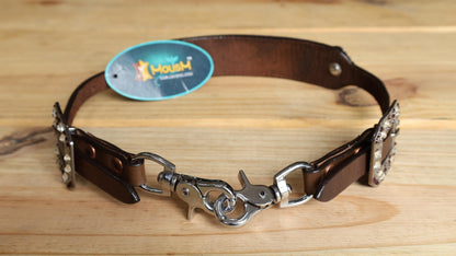 leather Wither Strap for horse. Wither Strap decorated with Purple metallic acid wash cowhide look by MOUSM