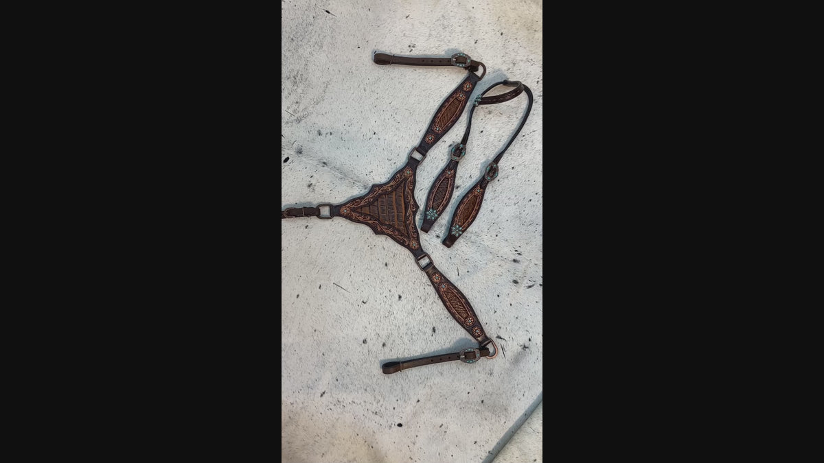 Light Brown Alligator Headstall and Breast Collar Tack Set